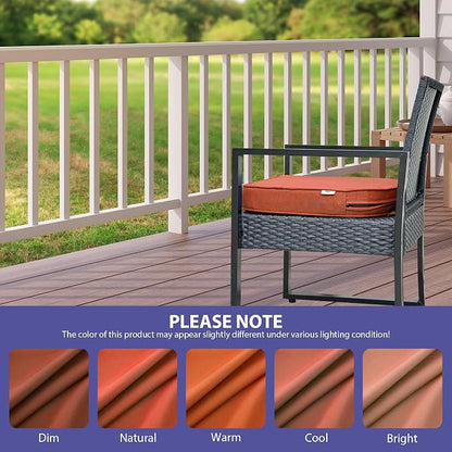 IPYNBAP Outdoor Chair Cushions Set of 4 -Waterproof Outdoor Seat Cushions for Patio Furniture, Patio Chair Cushion with Handle and Ties, Out Door Chair Pads,19x19x3-Round, Spice