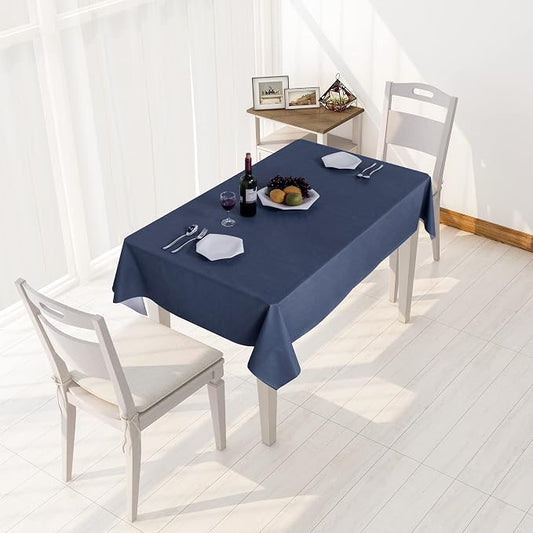 sancua Waterproof Vinyl Tablecloth Table Cloth 60x84 Inch, Greyish Blue | 100% Oil Spill Proof, PVC Material, Wipe Clean Rectangle Table Cover for Dining Tables, Buffet Parties and Camping