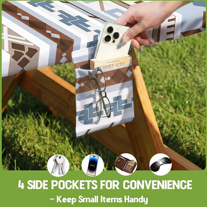 Fitted Picnic Table Cover with Bench Covers Fitted Rectangle Table Cloth Tablecloth Camping Gear Essentials Rv Accessories Road Trip Supplies Car Travel Must Have 6 Ft Foot Feet 72in Boho Bohemian
