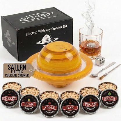 Electric Cocktail Smoker Kit - Rechargeable Whiskey Smoker with 6 Wood Chip Flavors, Flame-Free, USB-C Charging, Old Fashioned & Bourbon Gift Set for Men, Husbands & Dads