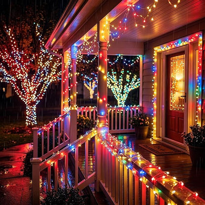 Solar String Lights 2 Pack Total 66FT 200LED Solar Fairy Lights Outdoor Waterproof 8 Lighting Modes Twinkle Lights for Patio, Garden Yard Party Wedding Tree Christmas Halloween Decoration, Multicolor