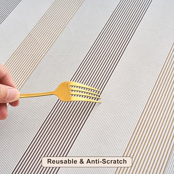 LIBERECOO Heavy Duty Vinyl Tablecloth with Flannel Backing Waterproof Oil-Proof Plastic Table Cloth Stain-Resistant Wipeable Rectangle or Square Table Cover for Indoor and Outdoor 54 x 54 Inch