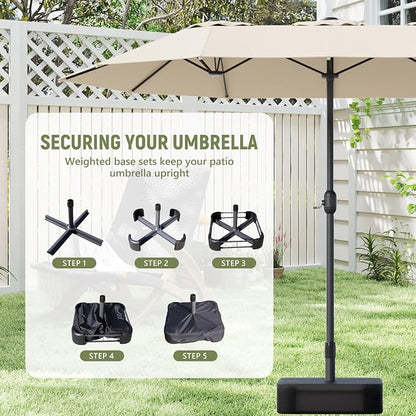 15FT Double-Sided Patio Umbrella, Outdoor Market Umbrella with Base