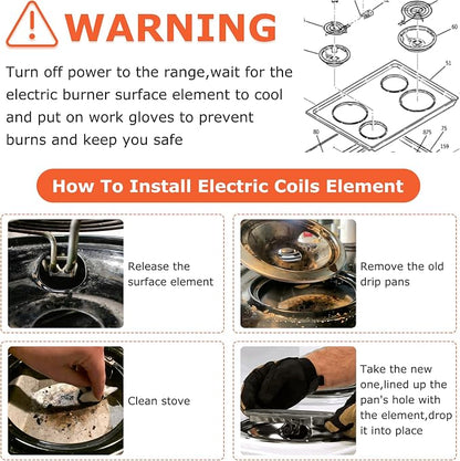 WB31T10010 WB31T10011 Chrome Drip Pans and WB30M1 WB30M2 Electric Stove Burners Replacement for G.E Hot-point Stove, 6" & 8” Drip Pans and Stove Burner Element Set by Fetechmate - 1 Year