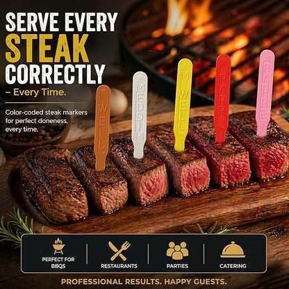Kigley 3000 Pcs 3 Inch Steak Markers, Colorful Plastic Meat Doneness Picks Steak Temperature Sticks Assorted Doneness Label Rare, Medium Rare, Medium Well, Well for Catering, Barbecue, Party, Picnic