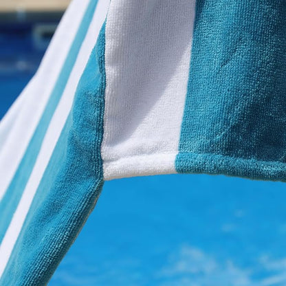 Superior Cabana Cotton Lounge Chair Cover, Outdoor Towel/Chaise Furniture Covers, Terry Cloth, Beach, Spa, Swim Accessories, Pool Chair Cover, Soft, Quick Drying, 32" x 102", Turquoise
