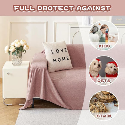 MYSKY HOME Pink Sofa Cover, Couch Covers for Pet Couch Cover Reclining Couch Covers, Covers for 3 Cushion Couch, Thick Durable Washable Sofa Covers for Furniture Couch Cover, 91" x 134"