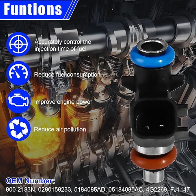 6PC Fuel Injectors for Dodge Charger Challenger Durango Grand Caravan Journey Chrysler 200 300 Jeep Grand Cherokee Wrangler 3.6L V6 2011-2019 – Replacement FJ1147 0280158233