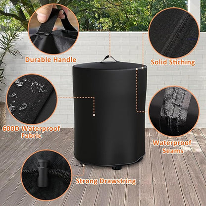Fire Pit Cover for Ninja Fireside360 Outdoor Heater & Fire Pit, 23"Dia x 27"H 600D Waterproof Cover with Handle & Drawstring, Elevation Shelter for Ninja Firepit, Weather-Resistant Protector