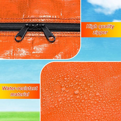 4 Pcs 96 Gallon Extra Large Moving Bags Heavy Duty Storage Bag with Strong Zipper Handle Foldable XXL Jumbo Storage Tote Packing Moving Box for College Dorm Travel Cloth Duffle (Orange)