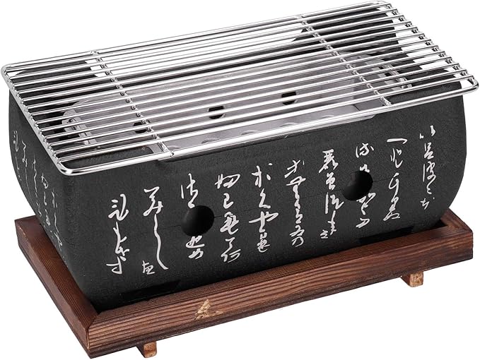 Household Outdoor Japanese Barbecue Grill Aluminium Alloy Charcoal with Heat-insulated Base Easy- Grilling Net