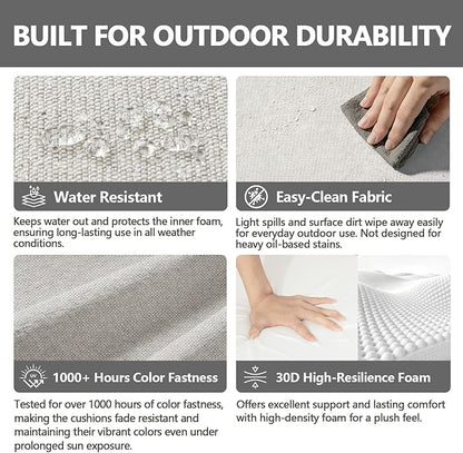 Goodgoods 20 x 20 Outdoor Chair Cushions Set of 4, Fade-Resistant & Water-Resistant Patio Seat Cushion Pads with Ties, 30D High-Resilience Foam for Dining Room Kitchen Chairs, Light Gray
