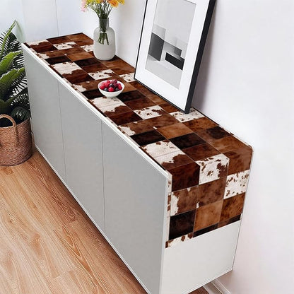 Cowhide Table Runner,Dining Decor for Kitchen Coffee Table Family Dinners Holiday Parties Wedding Events Decor(13x72 inch)