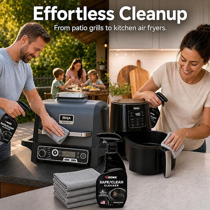 Kona Safe/Clean Air Fryer Cleaner and Degreaser Kit for Ninja Woodfire Grill, Smoker and Oven - 23oz Fume-Free No-Drip Gel Spray with 6 Stainless Steel Scrub Cloths