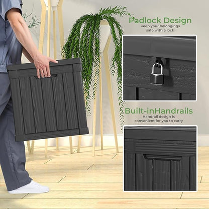 PatioZen 50 Gallon Resin Deck Box, Lockable Outdoor Storage Box for Patio Cushions Storage Furniture,Garden Tools, Pool Supplies, Weatherproof and UV Resistant (Black)