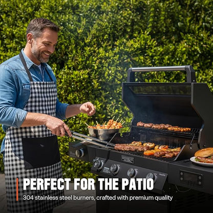 Monument Grills Denali Series, 4-Burner Liquid Propane Gas Smart bbq Grill Denali 425 with Cooking Plate(2 Items)