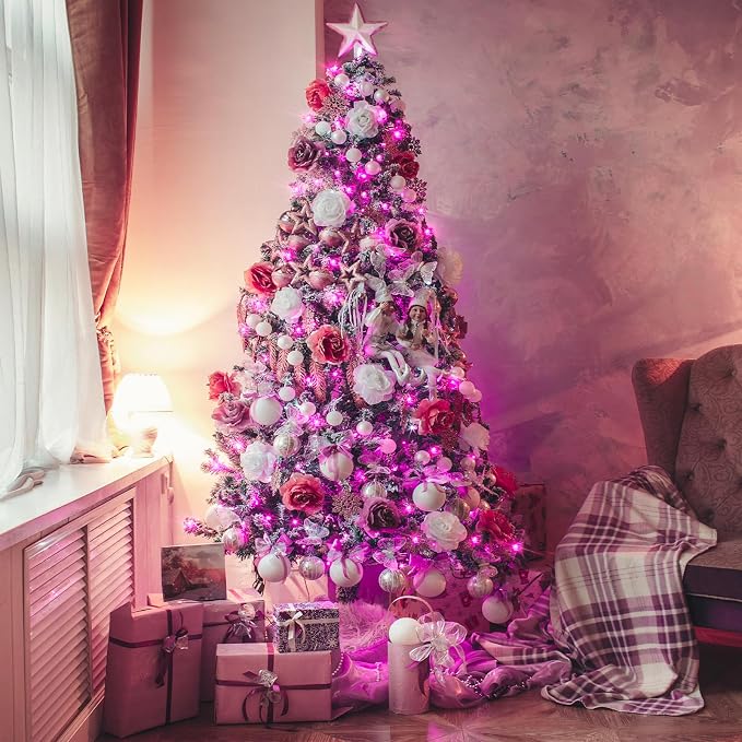 JMEXSUSS 33ft 100 LED Pink Battery Operated Lights with 8 Modes Remote | Pink String Lights Indoor Outdoor, Christmas String Light for Bedroom House Tree Party Porch Decor