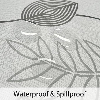LIBERECOO Round Vinyl Fitted Tablecloth with Flannel Backing Elastic Edge Plastic Table Cover - Leaf Whisper - Waterproof Stain-Resistant Wipeable Tablecloths
