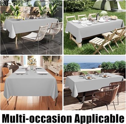 Smiry Rectangle Table Cloth 54x78 Inch, Waterproof Wipeable Vinyl Tablecloths Protector, Oil Spill Proof Plastic Table Cover for Dining, Picnic, Camping, Outdoor, Light Grey