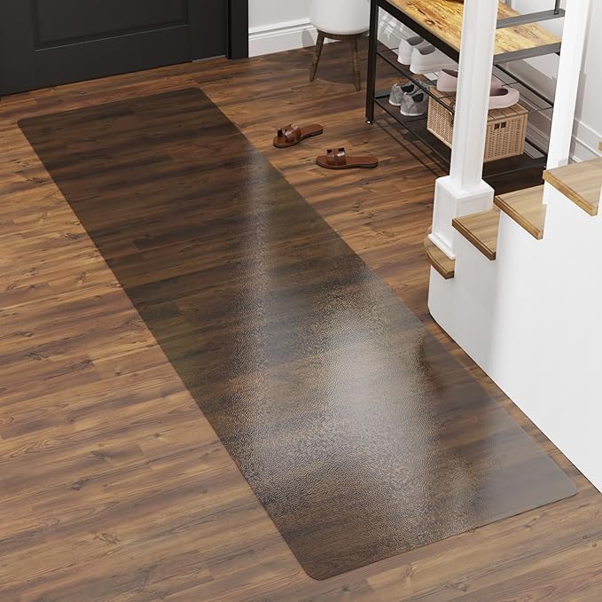 SALLOUS Runner Rug for Hallway, 2' X 6' Plastic Floor Mat for Entryway, Area Rug for Living Room, Non-Slip Waterproof Kitchen Mat, Indoor Outdoor Floor Mat for Home (Semi-Transparent Black)