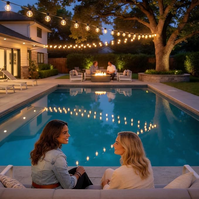 RTTY Outdoor String Lights 100 FT, Patio Light for Outside, Waterproof G40 Shatterproof LED Bulbs, Dimmable Hanging Connectable Globe Lighting for Backyard, Porch, Bistro, Balcony, Party, Warm White