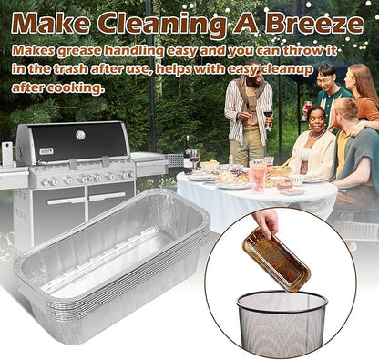 70379 Catch Pan & 6498 Drip Pan Liners for Weber Genesis II 400/600, Summit 400/600 Series Grills, Steel Grease Tray & 6417 10Pcs Foil Grease Pan Liners for Weber SmokeFire & 28''/36" Griddle