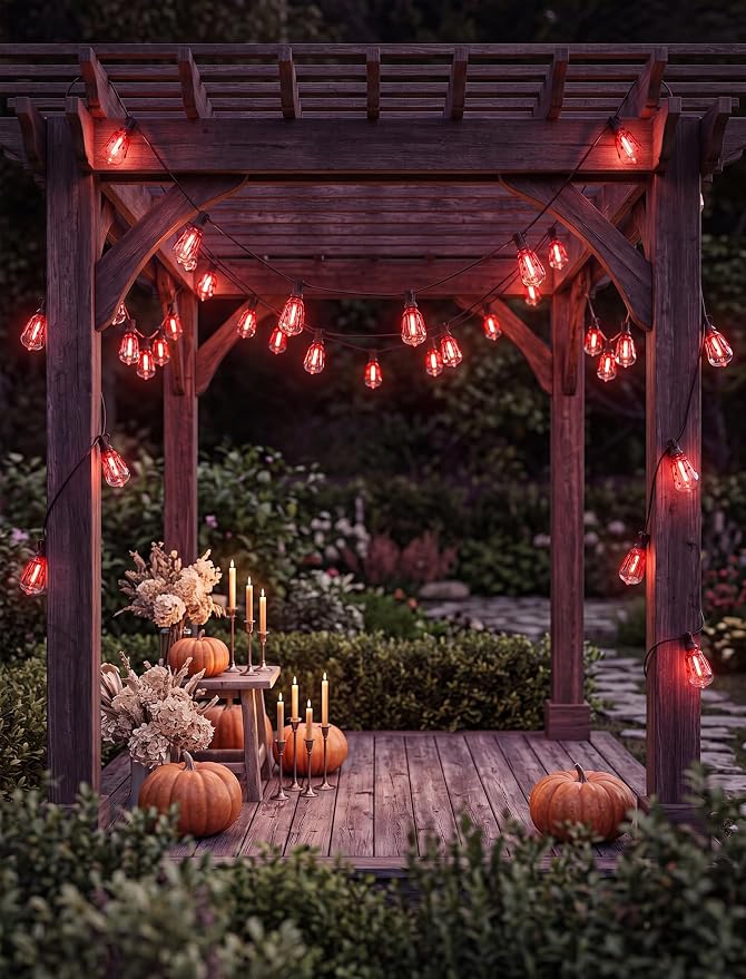 25Ft Halloween LED String Lights Outdoor with 25 ST38 Red Blood Drop Lights, Connectable Halloween Patio Lights for Indoor Outdoor Backyard Garden Halloween Christmas Party Decor