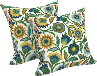 LVTXIII 2 Pack Outdoor Pillow Covers ONLY 18x18 Inch, Water-Repellent Square Decorative Cushion Covers for Patio Furniture, Garden, Sofa, Fiesta Floral