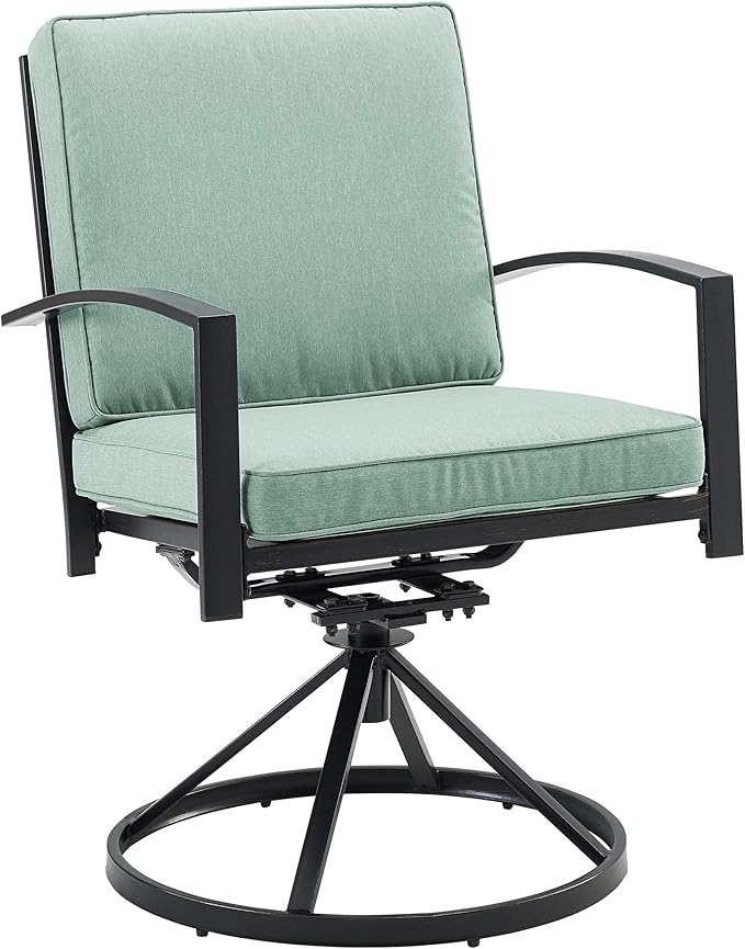 Crosley Furniture Kaplan 2-Piece Swivel Outdoor Chair Set, Dining Patio Chairs for Deck, Backyard, Oiled Bronze with Mist Cushions
