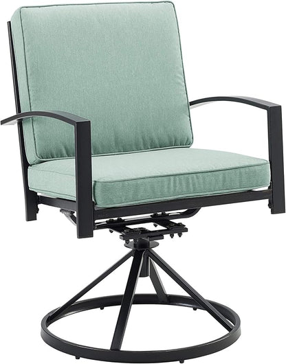 Crosley Furniture Kaplan 2-Piece Swivel Outdoor Chair Set, Dining Patio Chairs for Deck, Backyard, Oiled Bronze with Mist Cushions
