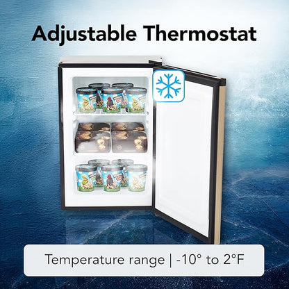 Whynter Upright Freezer with Lock, 2.1 Cu. Ft. Small Freezer Mini Freezer for Bedrooms, Dorms, Garages, Offices, CUF-210SSG, Rose Gold