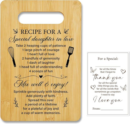 Birthday Gifts for Daughter In Law, Ricepe Bamboo Cutting Board, Charcuterie Board for Kitchen Decor, Funny Christmas Gift from Mother In Law Father In Law -17