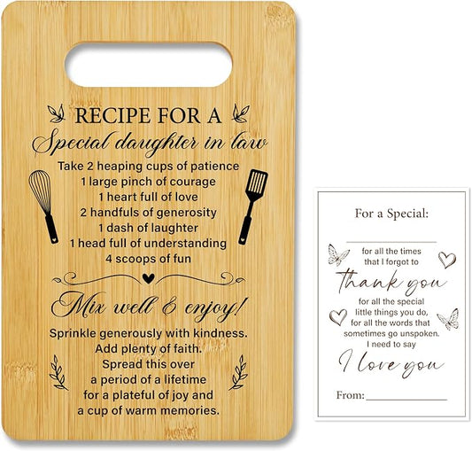 Birthday Gifts for Daughter In Law, Ricepe Bamboo Cutting Board, Charcuterie Board for Kitchen Decor, Funny Christmas Gift from Mother In Law Father In Law -17
