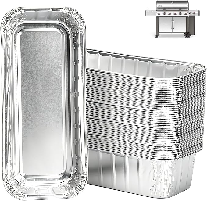 40 Packs 6498 6417 Grease Catcher Pans for Weber Genesis II 400& 600, Aluminum Foil Tray Liners for Weber 28''/36" Gas Griddle, for Weber 400/600 Summit Series Smokefire Ex6 EpX6 Ex4 Gas Grill