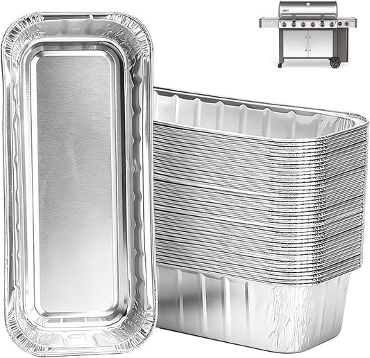 40 Packs 6498 6417 Grease Catcher Pans for Weber Genesis II 400& 600, Aluminum Foil Tray Liners for Weber 28''/36" Gas Griddle, for Weber 400/600 Summit Series Smokefire Ex6 EpX6 Ex4 Gas Grill