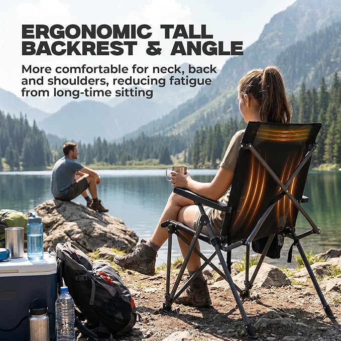 Alvantor® Camping Chair 2 Pack, Full Mesh Folding Beach Chair Breathable High Back Portable Lawn Chair for Outdoor, Armrest, Cup Holder, Easy Use Seat for Travel, Sports Event, 24"x31"x38"