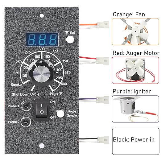 Pellet Grill Controller for Traeger Control Panel Replacement Parts Rtd Temperature Sensor Thermometer Probe Digital Thermostat Board BBQ Somker Accessories