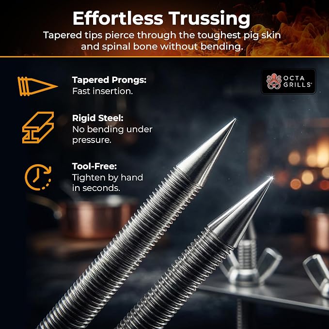 U-Bolt Fork Stainless Steel 5.5 Inches Long for Pig Spine Back Meat Trussing Tapered Prongs for Easy Insertion Rotisserie Parts for Whole BBQ Pig, Hog, Lamb Rotisserie Grill Accessories