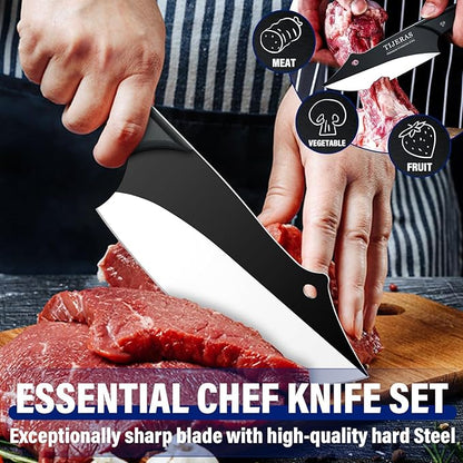 TIJERAS Professional Meat Cleaver Knife, 2-Piece Chefs Knife Set for Meat Cutting with Ergonomic Handle, Birthday Gifts for Men and Women