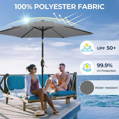 Wisteria Lane Outdoor Patio Umbrella, 7.5' Patio Umbrella, Market Umbrella, Large Outdoor Umbrella, Metal Pole Umbrella with Push Button Tilt and Crank, Polyester Canopy
