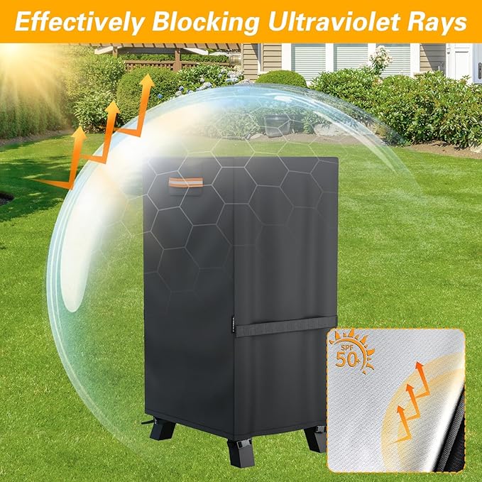 EVRBUL 40-inch Vertical Smoker Cover, 420D Heavy Duty Waterproof Outdoor Digital Electric BBQ Smoker Grill Cover Fit for Masterbuilt 40 in Cover, 24.5" W x 17" D x 39" H (Black)
