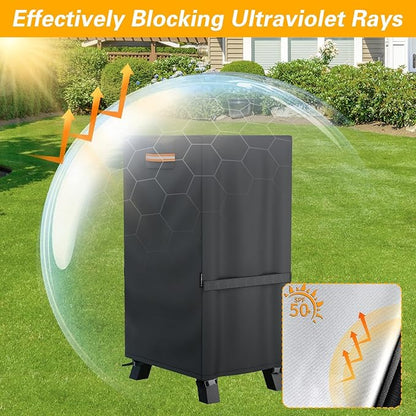 EVRBUL 40-inch Vertical Smoker Cover, 420D Heavy Duty Waterproof Outdoor Digital Electric BBQ Smoker Grill Cover Fit for Masterbuilt 40 in Cover, 24.5" W x 17" D x 39" H (Black)