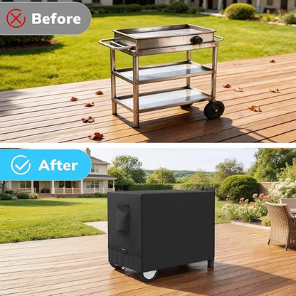 Outdoor Prep Table Cover, Waterproof Outdoor Dining Cart Cover, Heavy Duty Oxford Fabric for Outdoor Storage Cabinet and Utility Cart, 46"L×25"D×39"H, Black