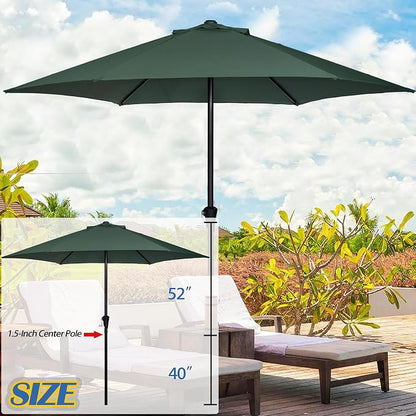 Sunnyglade 9FT Outdoor Patio Umbrella, Market & Table Umbrella with 6 Sturdy Ribs and Crank System, Fade-resistant & Waterproof for Garden Backyard Poolside Deck