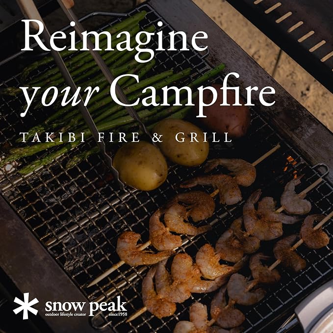 Snow Peak Takibi Fire and Grill, ST-032SETS, Made in Japan, Stainless Steel, Lifetime Product Guarantee