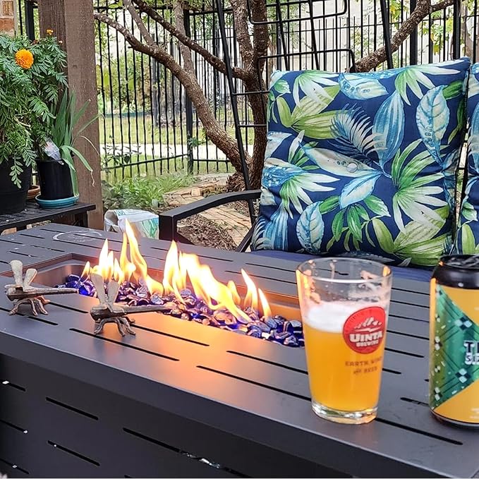 R.W.FLAME 43 Inch Propane Fire Pit, 3-in-1 Multi-Use Outdoor Fire Pit Table, 50,000 BTU Steel Gas Fire Pit with Lid & Lava Rock, Add Warmth and Ambience for Patio Deck Garden, Outdoor Gatherings