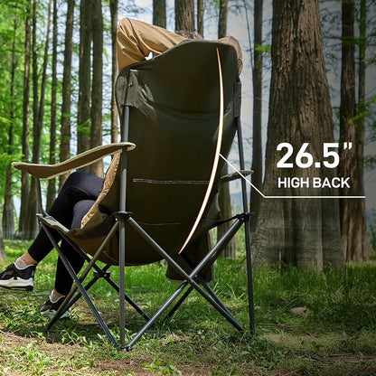 EVER ADVANCED Camping Chairs, Lawn Chairs Outdoor Sports Chairs, Folding Chair 2 Pack Camping Chairs for Adults, Supports 400lbs, Green