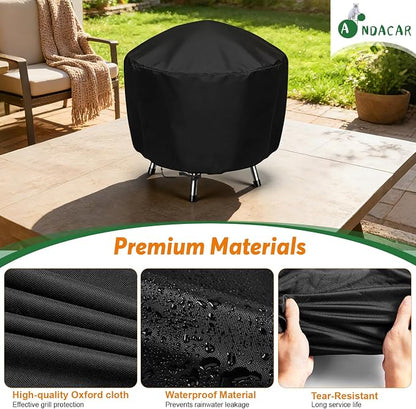 Grill Cover for Cuisinart CCG190RB Portable Charcoal | Waterproof Griddle Cover for Weber Smokey Joe 14 Inch Grill - 16" D×15" H, Black