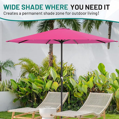 AreShark 12 FT Patio Umbrella for Outdoor, Outdoor Table Umbrella with Crank, Outdoor Patio Umbrellas with 8 Sturdy Ribs, Patio Umbrellas for Market, Garden, Pool (Rose Pink)