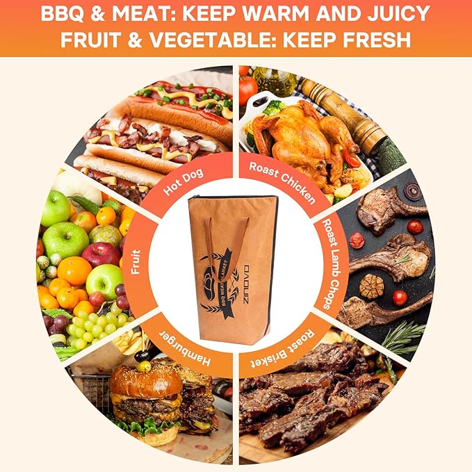 Zinovo 21” BBQ Blanket For Resting Meat, Insulated Meat Resting Bag,Smoker Accessories For Outdoor Grill with Wide Mouth Anniversary/Christmas Gifts for Men,Dad Birthday Gift